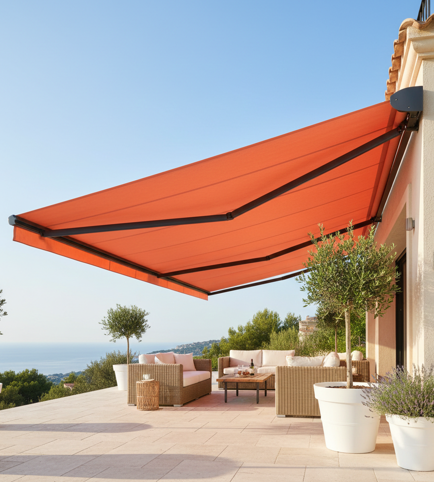 Store coffre sur mesure avec motorisation SOMFY installé à Marseille 13008