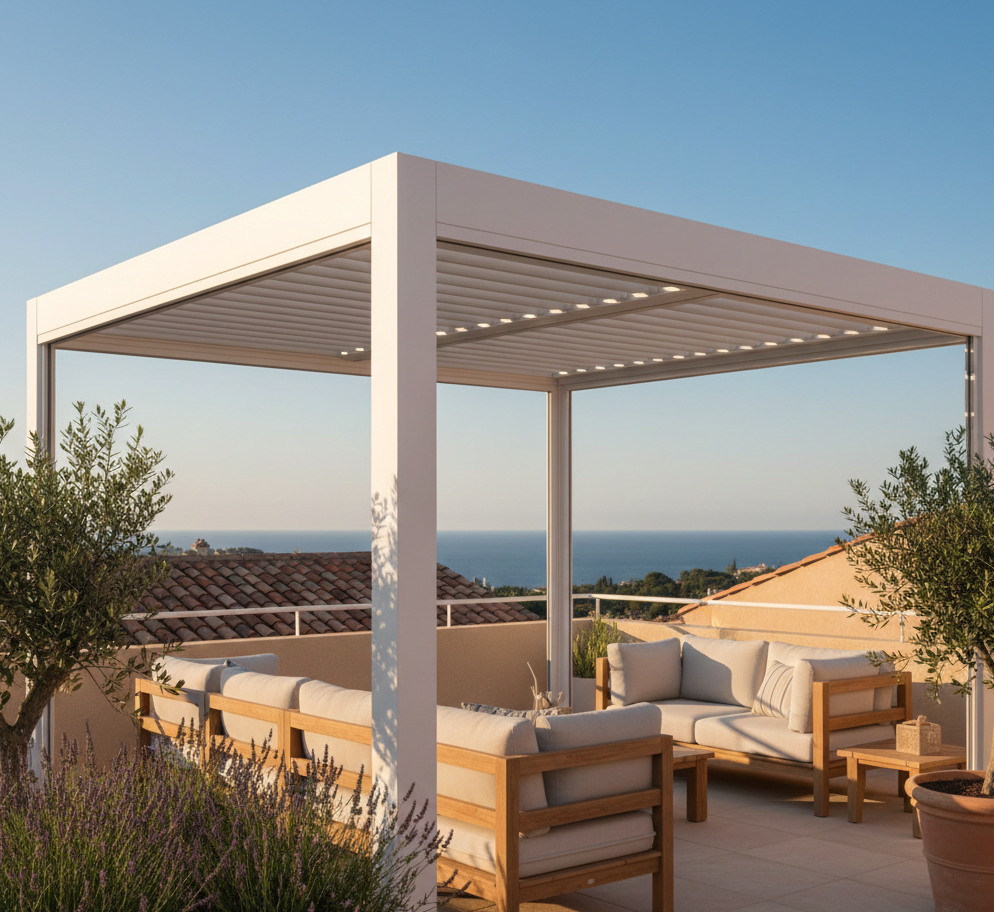 Pergola Bioclimatique à Lames Orientables Marseille 13 - Sur Mesure et Certifiée RGE par Grand Sud Habitat