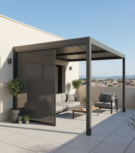 PERGOLA IZI ADOSEE 2 POTEAUX RAL 7016 AVEC OPTION STORE ZIP A  SALON-DE-PROVENCE 